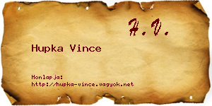 Hupka Vince névjegykártya